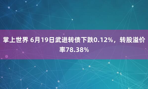 掌上世界 6月19日武进转债下跌0.12%，转股溢价率78.38%